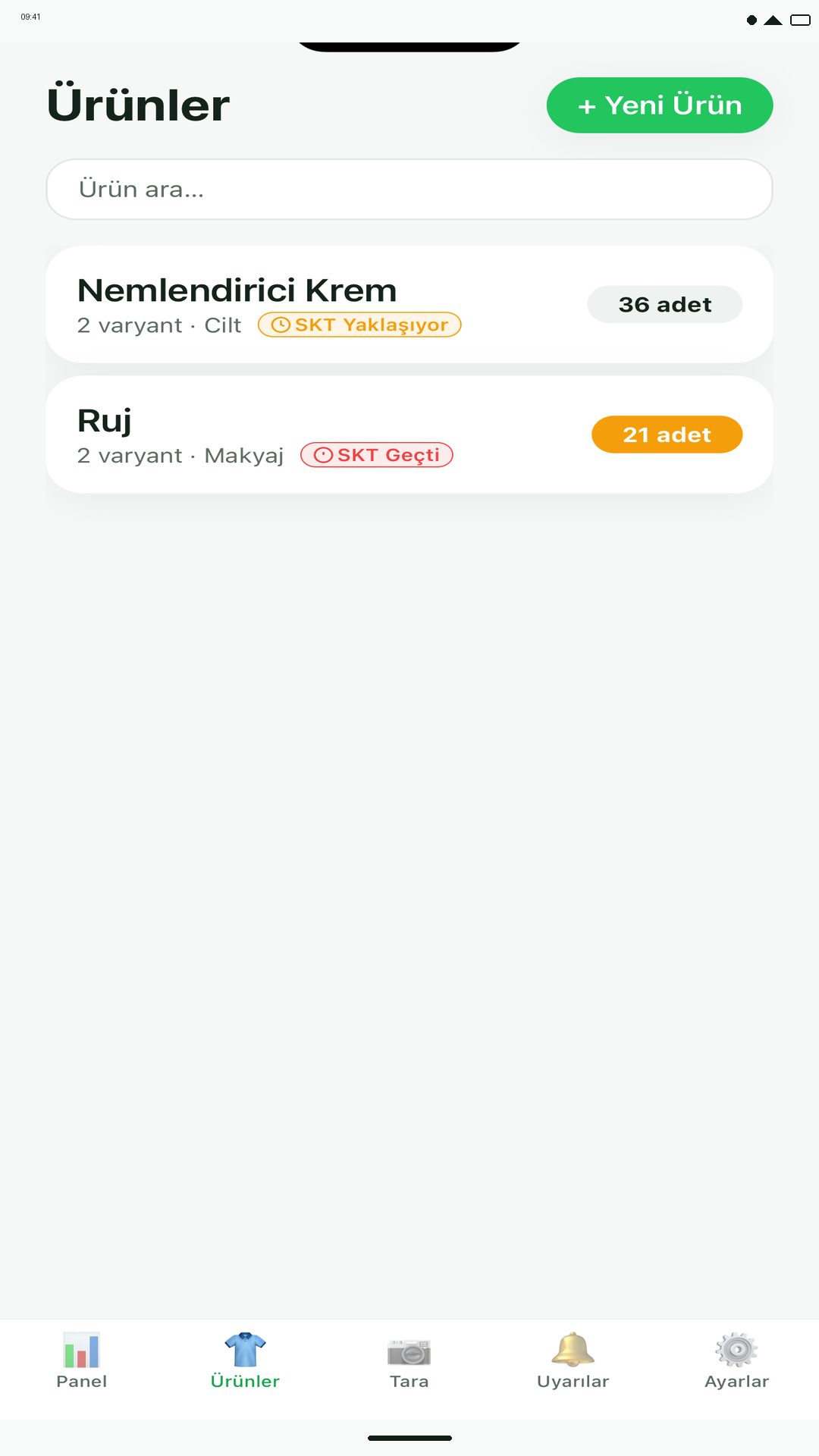 Stokit Ürün yönetimi ekranı